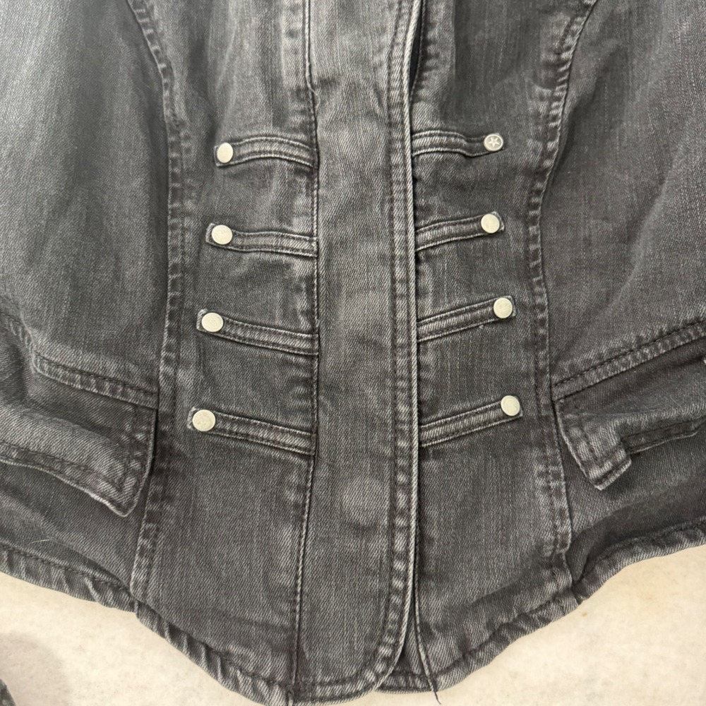 Converse One Star Black Denim Military Jacket Shawl Collar Women Med VN1181300 - Picture 3 of 7